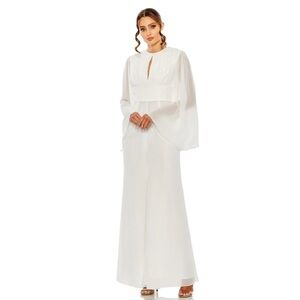 Mac Duggal -Keyhole Bell Sleeve Wide Leg Jumpsuit in BLACK